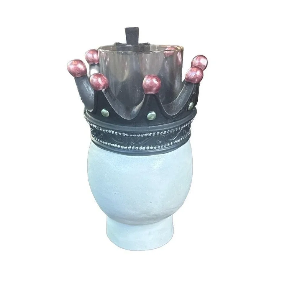 Orchard Supply Day of the Dead Skull Candle Holder with Jeweled Crown